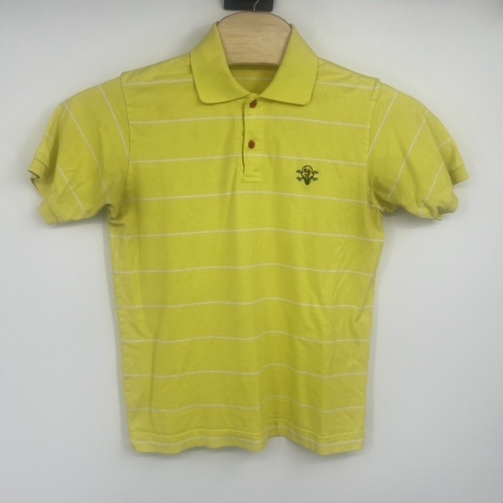 Ice Cream Cones and Bones BBC Yellow Striped Polo Size M Billionaire Boys Club